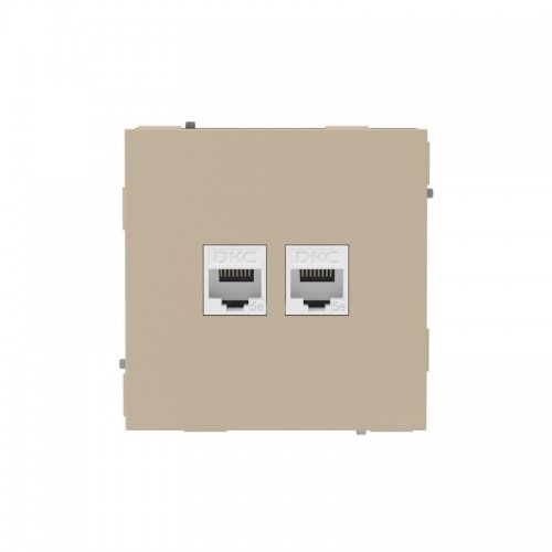 Розетка компьютерная 2-м KANT RJ45 кат.5E без шторки ванильн. марципан DKC 7015664