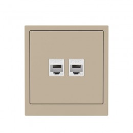 Розетка компьютерная 2-м KANT RJ45 кат.5E без шторки ванильн. марципан DKC 7015664