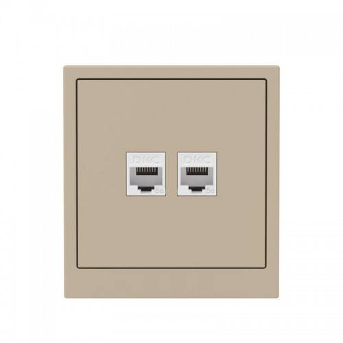 Розетка компьютерная 2-м KANT RJ45 кат.5E без шторки ванильн. марципан DKC 7015664