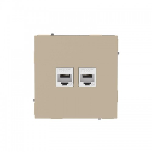 Розетка компьютерная 2-м KANT RJ45 кат.6A без шторки ванильн. марципан DKC 7015674