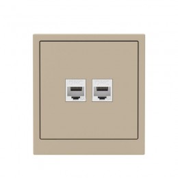Розетка компьютерная 2-м KANT RJ45 кат.6A без шторки ванильн. марципан DKC 7015674