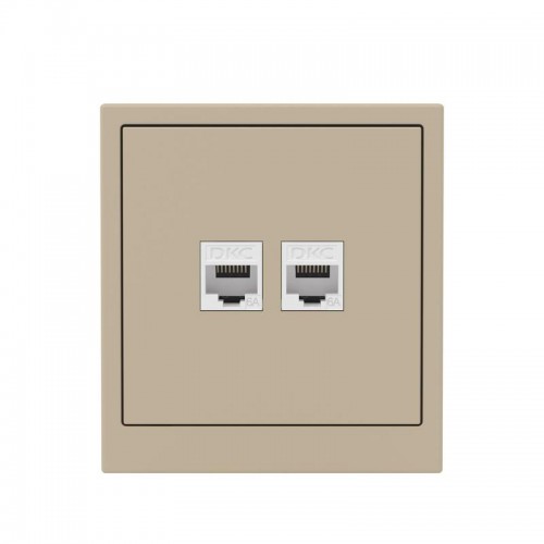 Розетка компьютерная 2-м KANT RJ45 кат.6A без шторки ванильн. марципан DKC 7015674