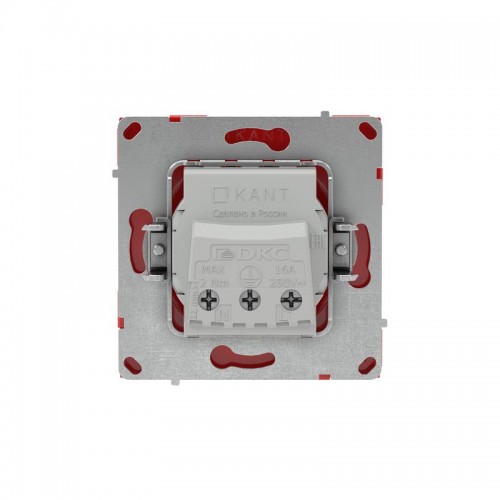 Розетка силовая KANT 2P+E защ. шторки красн. сатин DKC 7001003