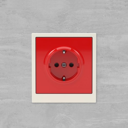 Розетка силовая KANT 2P+E защ. шторки красн. сатин DKC 7001003