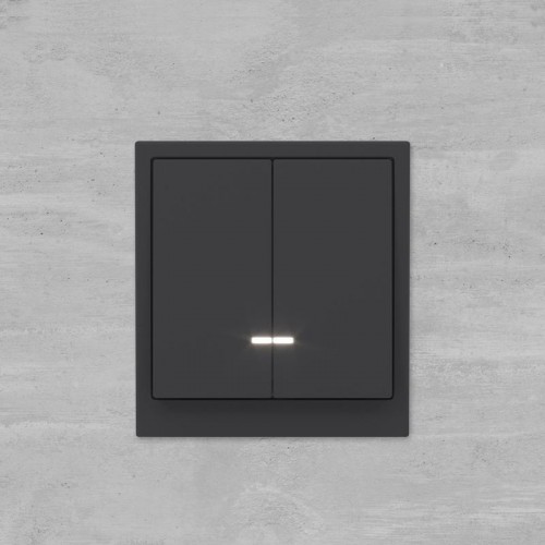 Переключатель 2-кл. KANT с подсветкой черн. уголь DKC 7012144