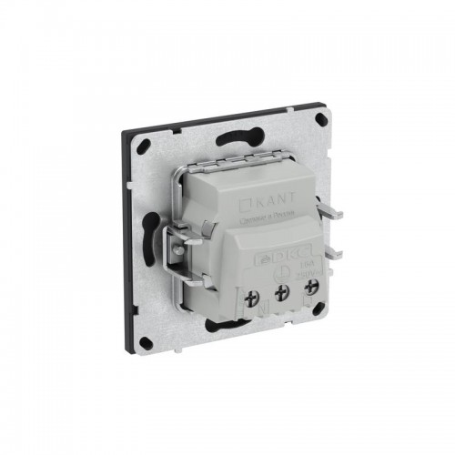 Розетка силовая KANT 2P+E без шторки черн. уголь DKC 7012033