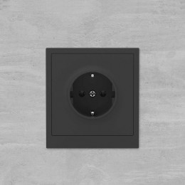 Розетка силовая KANT 2P+E без шторки черн. уголь DKC 7012033