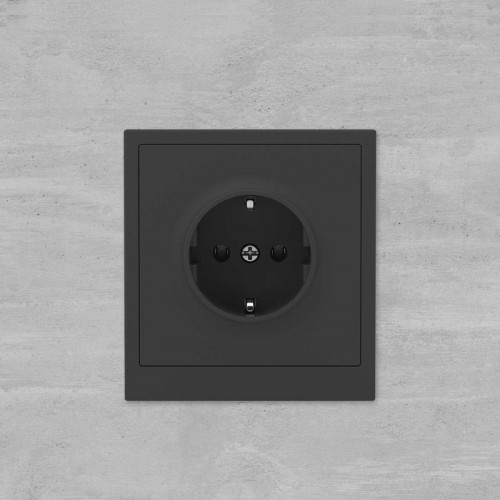 Розетка силовая KANT 2P+E без шторки черн. уголь DKC 7012033