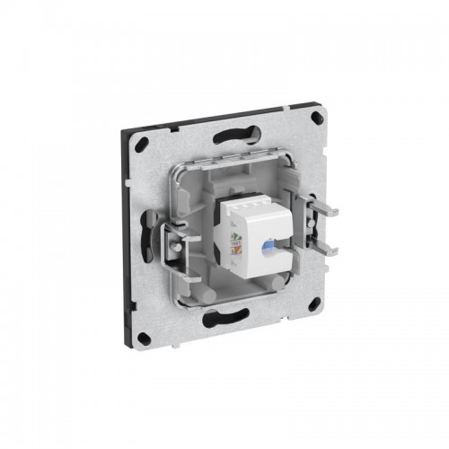 Розетка компьютерная 1-м KANT RJ45 кат.5E без шторки черн. уголь DKC 7012663