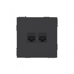 Розетка компьютерная 2-м KANT RJ45 кат.5E без шторки черн. уголь DKC 7012664