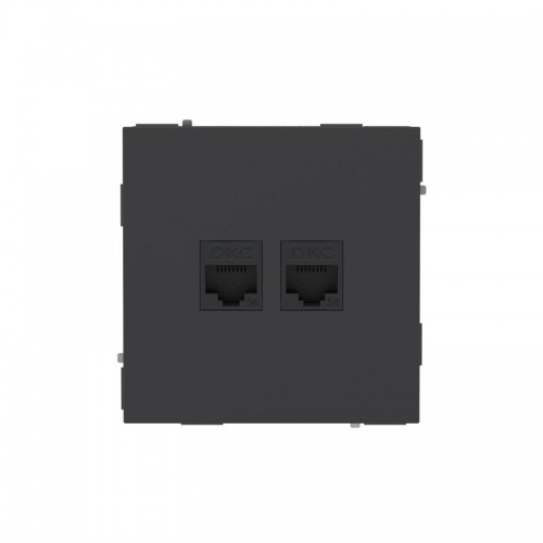 Розетка компьютерная 2-м KANT RJ45 кат.5E без шторки черн. уголь DKC 7012664
