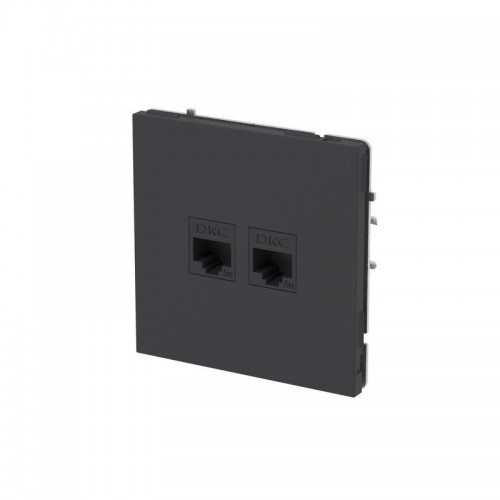 Розетка компьютерная 2-м KANT RJ45 кат.5E без шторки черн. уголь DKC 7012664