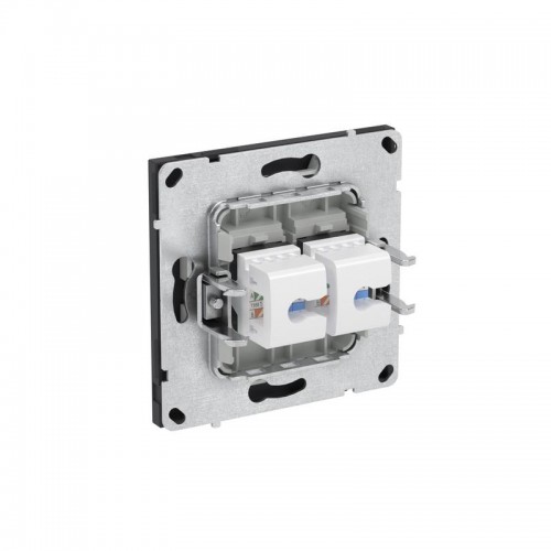 Розетка компьютерная 2-м KANT RJ45 кат.5E без шторки черн. уголь DKC 7012664