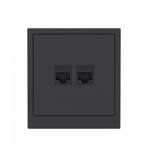 Розетка компьютерная 2-м KANT RJ45 кат.5E без шторки черн. уголь DKC 7012664