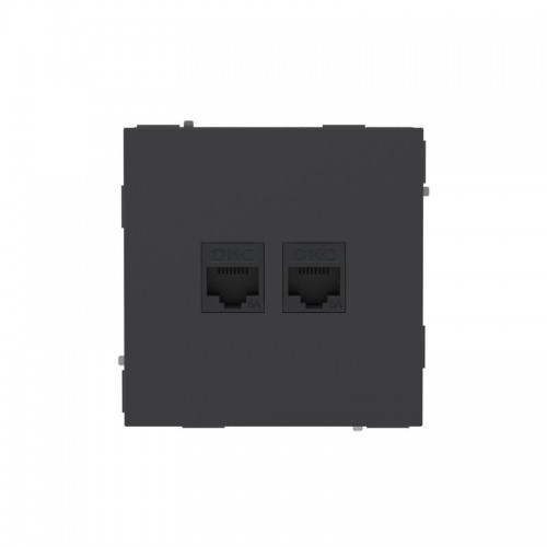 Розетка компьютерная 2-м KANT RJ45 кат.6A без шторки черн. уголь DKC 7012674