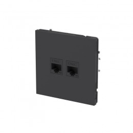 Розетка компьютерная 2-м KANT RJ45 кат.6A без шторки черн. уголь DKC 7012674