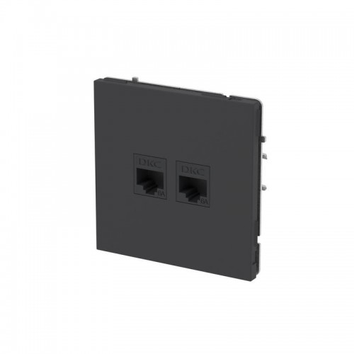 Розетка компьютерная 2-м KANT RJ45 кат.6A без шторки черн. уголь DKC 7012674
