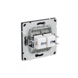 Розетка компьютерная 2-м KANT RJ45 кат.6A без шторки черн. уголь DKC 7012674