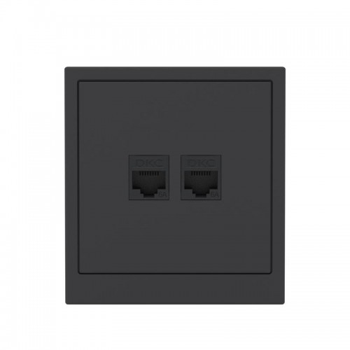 Розетка компьютерная 2-м KANT RJ45 кат.6A без шторки черн. уголь DKC 7012674