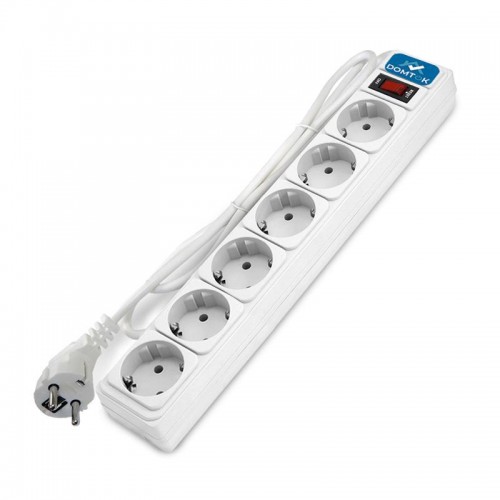 Удлинитель с сетевым фильтром 6х3м с заземл 10А IP20 2.2кВт ПВС 3х1 с выкл. бел. DOMTOK 2516