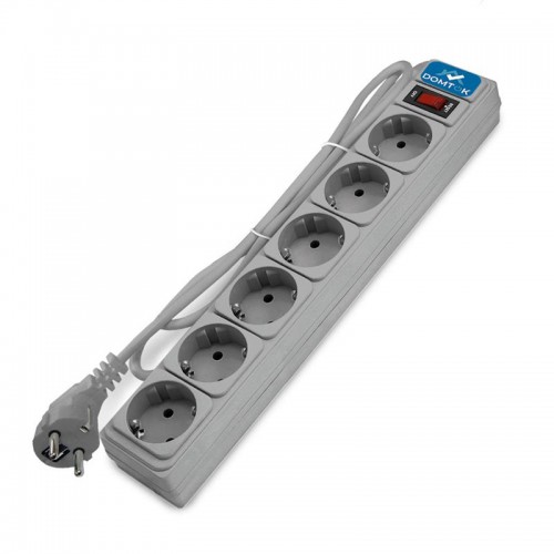 Удлинитель с сетевым фильтром 6х5м с заземл 10А IP20 2.2кВт ПВС 3х1 с выкл. сер. DOMTOK 2520