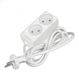 Удлинитель 2х1.5м без заземл. 10А IP20 2.2кВт ПВС 2х1 бел. DOMTOK 2344