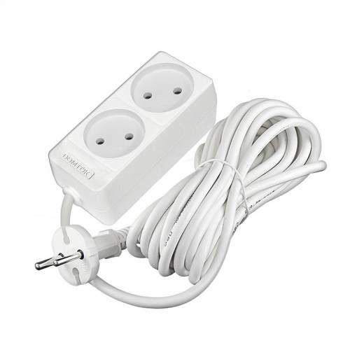 Удлинитель 2х5м без заземл. 10А IP20 2.2кВт ПВС 2х1 бел. DOMTOK 2347