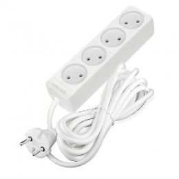 Удлинитель 4х3м без заземл. 10А IP20 2.2кВт ПВС 2х1 бел. DOMTOK 2356