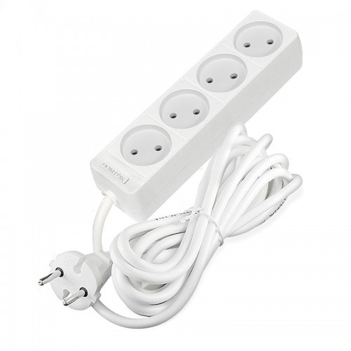 Удлинитель 4х3м без заземл. 10А IP20 2.2кВт ПВС 2х1 бел. DOMTOK 2356