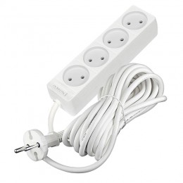 Удлинитель 4х5м без заземл. 10А IP20 2.2кВт ПВС 2х1 бел. DOMTOK 2357