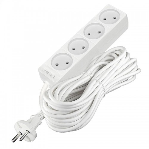 Удлинитель 4х10м без заземл. 10А IP20 2.2кВт ПВС 2х1 бел. DOMTOK 2355