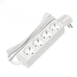 Удлинитель 4х3м с заземл. 16А IP20 3.5кВт ПВС 3х1 бел. DOMTOK 2396