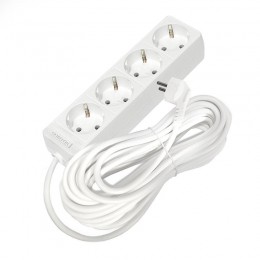 Удлинитель 4х10м с заземл. 16А IP20 3.5кВт ПВС 3х1 бел. DOMTOK 2395