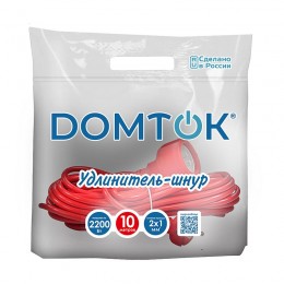 Удлинитель-шнур 1х10м без заземл. 10А IP20 2.2кВт ПВС 2х1 DOMTOK 2488