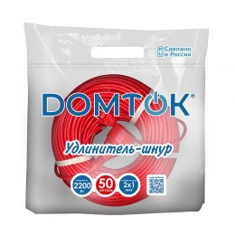 Удлинитель-шнур 1х50м без заземл. 10А IP20 2.2кВт ПВС 2х1 DOMTOK 2505