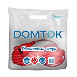 Удлинитель-шнур 1х30м с заземл. 16А IP20 3.5кВт ПВС 3х1.5 DOMTOK 2498