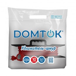Удлинитель-шнур на рамке 1х10м без заземл. 10А IP20 2.2кВт ПВС 2х1 DOMTOK 2473
