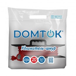 Удлинитель-шнур на рамке 1х20м без заземл. 10А IP20 2.2кВт ПВС 2х1 DOMTOK 2474