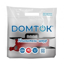 Удлинитель-шнур на рамке 1х40м без заземл. 10А IP20 2.2кВт ПВС 2х1 DOMTOK 2476