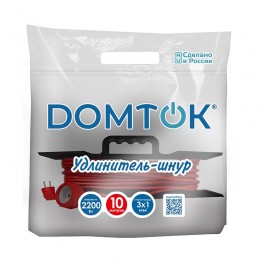 Удлинитель-шнур на рамке 1х10м с заземл. 10А IP20 2.2кВт ПВС 3х1 DOMTOK 2478