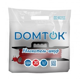 Удлинитель-шнур на рамке 1х30м с заземл. 10А IP20 2.2кВт ПВС 3х1 DOMTOK 2480