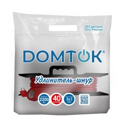 Удлинитель-шнур на рамке 1х40м с заземл. 10А IP20 2.2кВт ПВС 3х1 DOMTOK 2481
