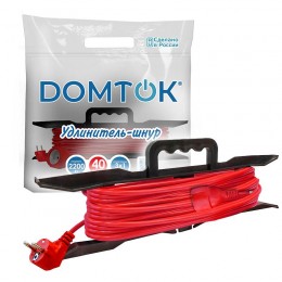 Удлинитель-шнур на рамке 1х40м с заземл. 10А IP20 2.2кВт ПВС 3х1 DOMTOK 2481