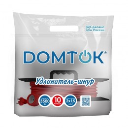Удлинитель-шнур на рамке 1х10м без заземл. 16А IP20 3.5кВт ПВС 2х1.5 DOMTOK 2402