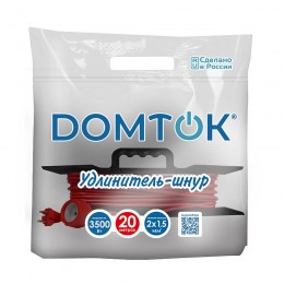 Удлинитель-шнур на рамке 1х20м без заземл. 16А IP20 3.5кВт ПВС 2х1.5 DOMTOK 2403