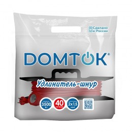 Удлинитель-шнур на рамке 1х40м без заземл. 16А IP20 3.5кВт ПВС 2х1.5 DOMTOK 2502