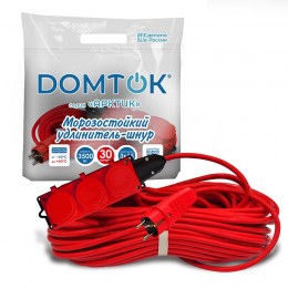 Удлинитель 3х30м с заземл. 16А IP44 3.5кВт КГ 3х1.5 с защ. крышкой АРКТИК морозостойкий DOMTOK 2601