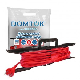 Удлинитель-шнур на рамке 1х10м без заземл. 16А IP44 3.5кВт КГ 2х1.5 АРКТИК морозостойкий DOMTOK 2608