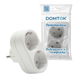 Разветвитель 2-м плоский с заземл. 16А 3500Вт 250В бел. DОМТОК 2653