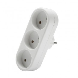 Разветвитель 3-м плоский без заземл. 10А 2200Вт 250В бел. DОМТОК 2655